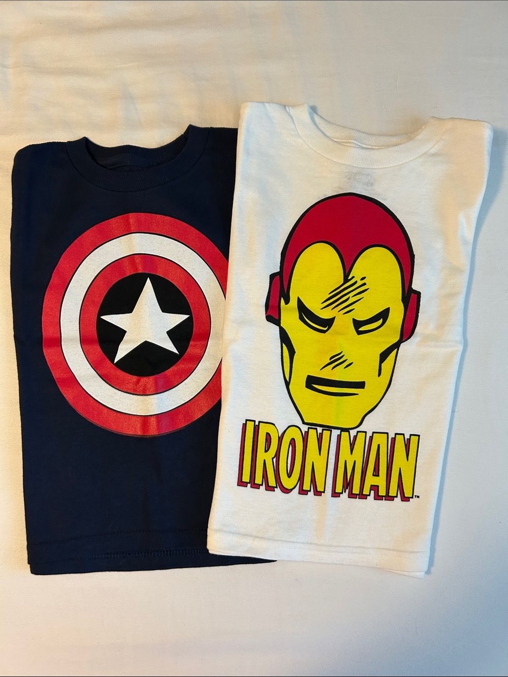 Marvel Kids Iron Man & Captain America Graphic Tee Set - White & Navy